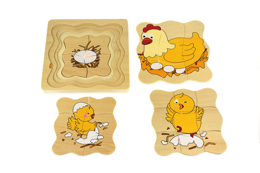 Chicken Lifecycle puzzle board | Educational toy for kids to learn through interactive play.