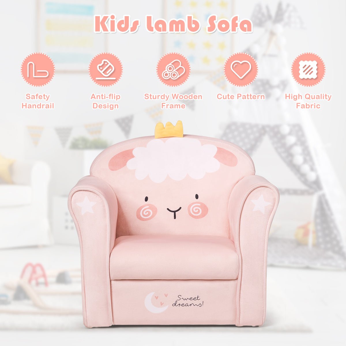 Kids Sofa with Lovely Lamb Pattern: Cozy and Playful Bedroom Addition