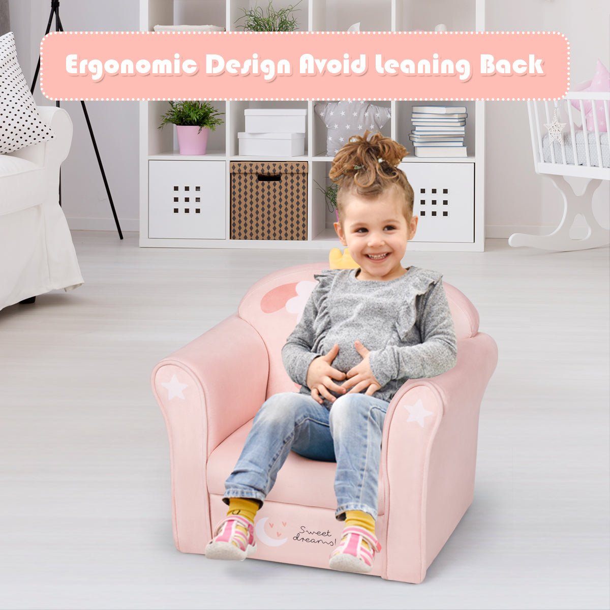 Lamb Pattern Kids Sofa: Whimsical Bedroom Seating for Children