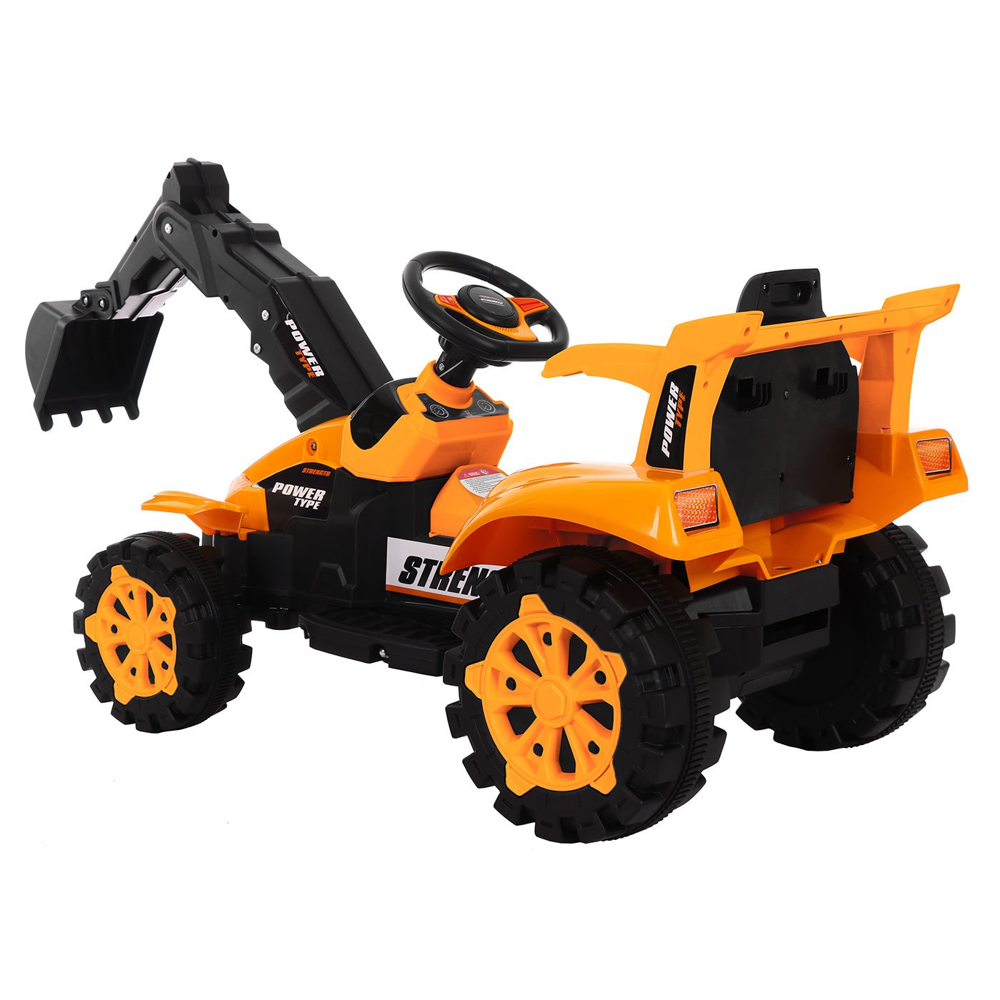 6V battery-powered Kids Ride-On Excavator Toy, 30kg Capacity, ideal for backyard fun, Orange.