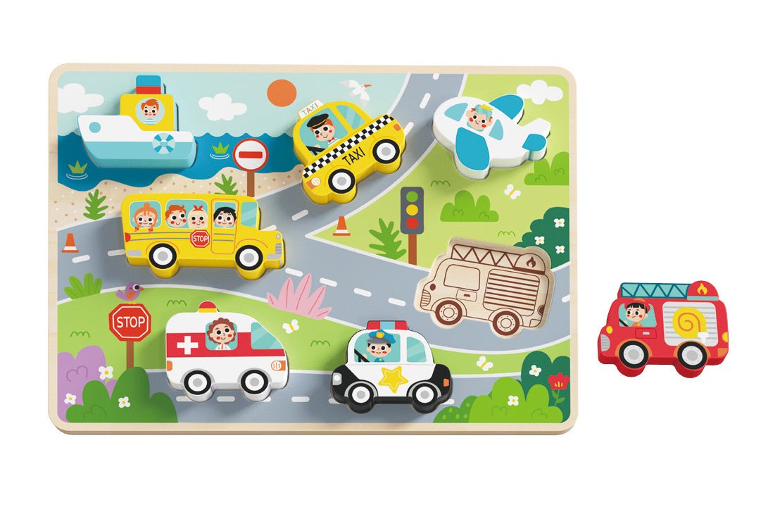 Colourful chunky transportation puzzle for kids