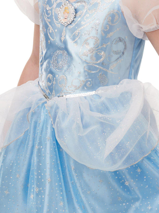 Disney Princess Cinderella costume set with glitter dress and tiara for kids dress-up play.