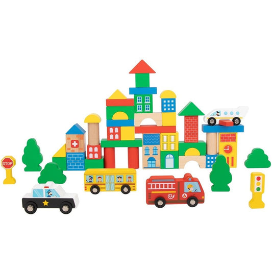 50-piece City Building Block set for creative play, ideal for childrens imaginative home activities.