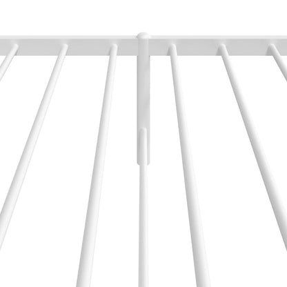 White metal single bed frame with classic headboard, perfect for childrens bedrooms.