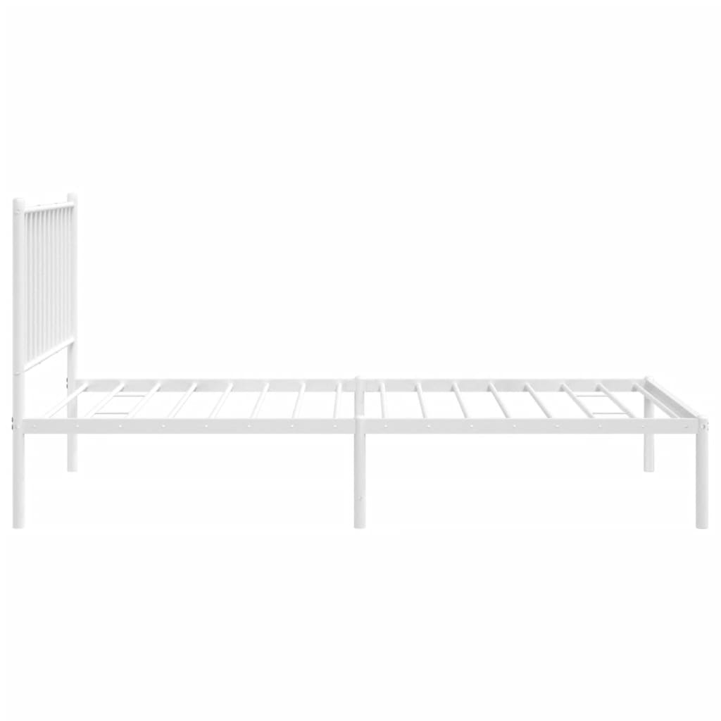 White metal single bed frame with classic headboard, perfect for elegant childrens bedroom.