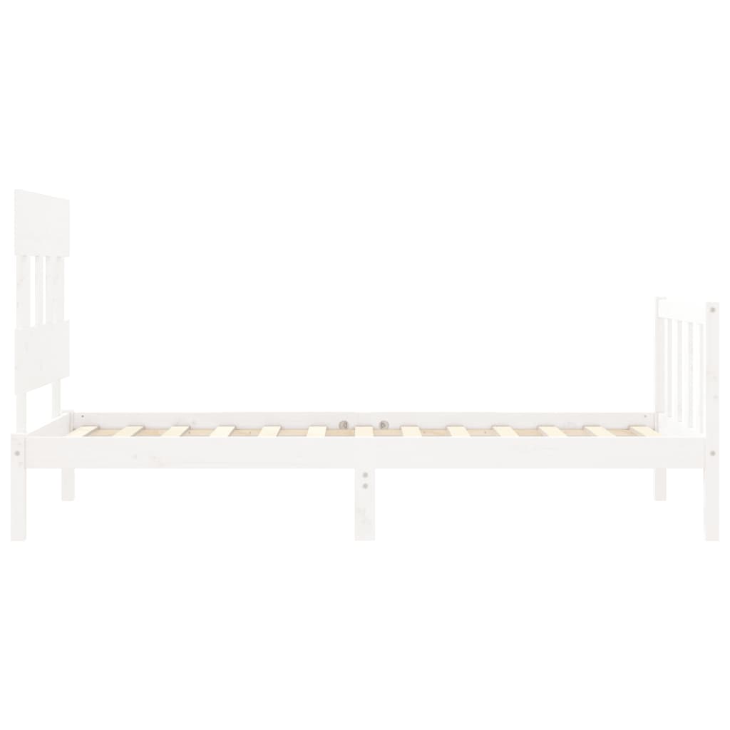 Kids single bed frame in classic white pine with headboard, perfect for childrens bedrooms.