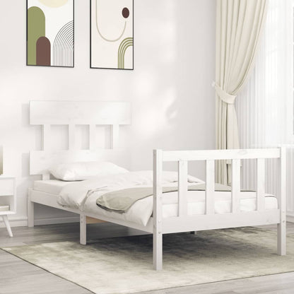 White pine single bed frame with headboard, ideal for kids bedrooms, classic design.