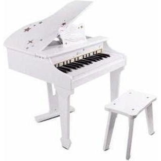 White Grand Piano toy for kids with realistic keys, perfect for budding young musicians.