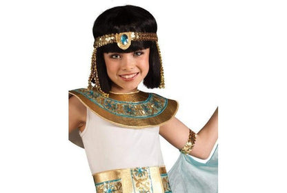 Childs Cleopatra costume set for dress-up play, featuring Egyptian queen-inspired design.