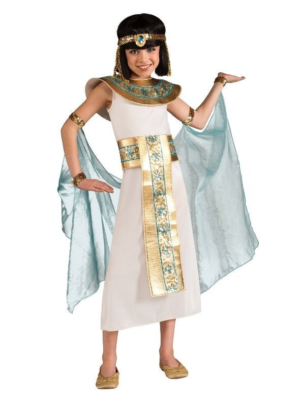 Cleopatra costume for kids, includes Egyptian queen dress set, perfect for dress-up fun.