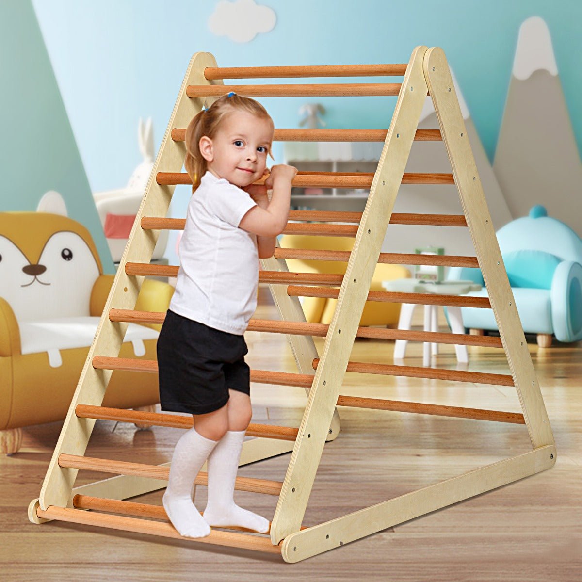 Wooden Climbing Triangle Ladder - Secure and Natural Play Element