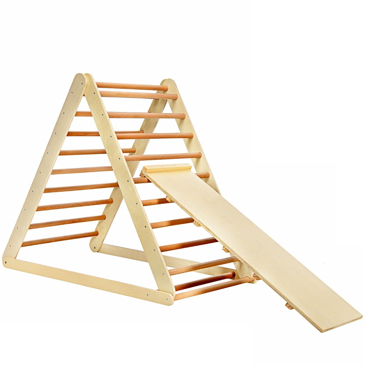 Secure Wooden Climbing Triangle Ladder - Natural Beauty with Safety Design