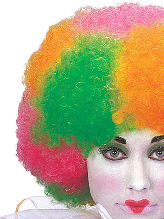 Colorful Rainbow Clown Afro Wig for kids costume play at home.