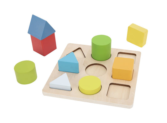 Color and shape sorter puzzle for kids learning and development at home.