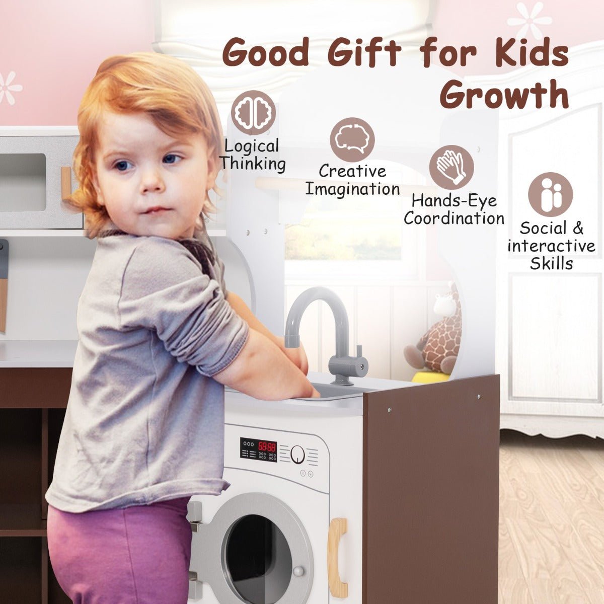 Brown Kitchen Playset with Oven & Microwave