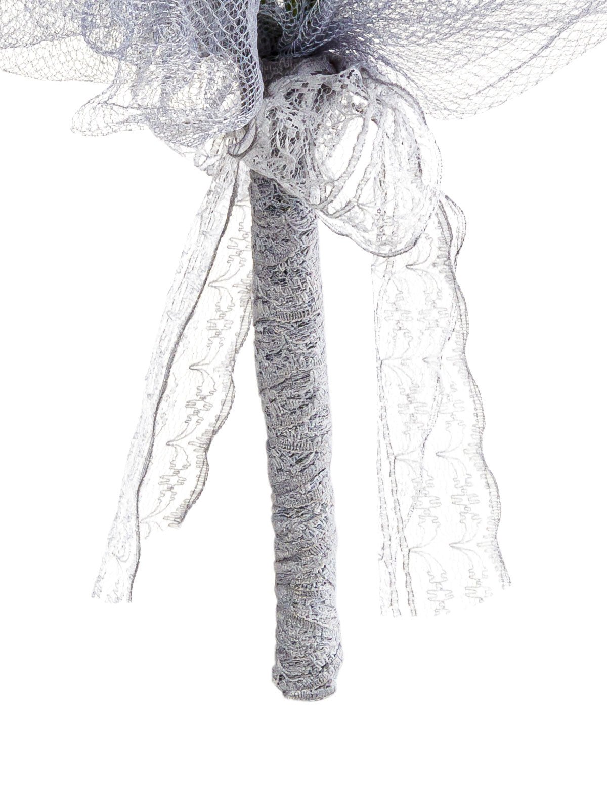 Corpse Bride grey rose bouquet, a Tim Burton prop for spooky kids decor.