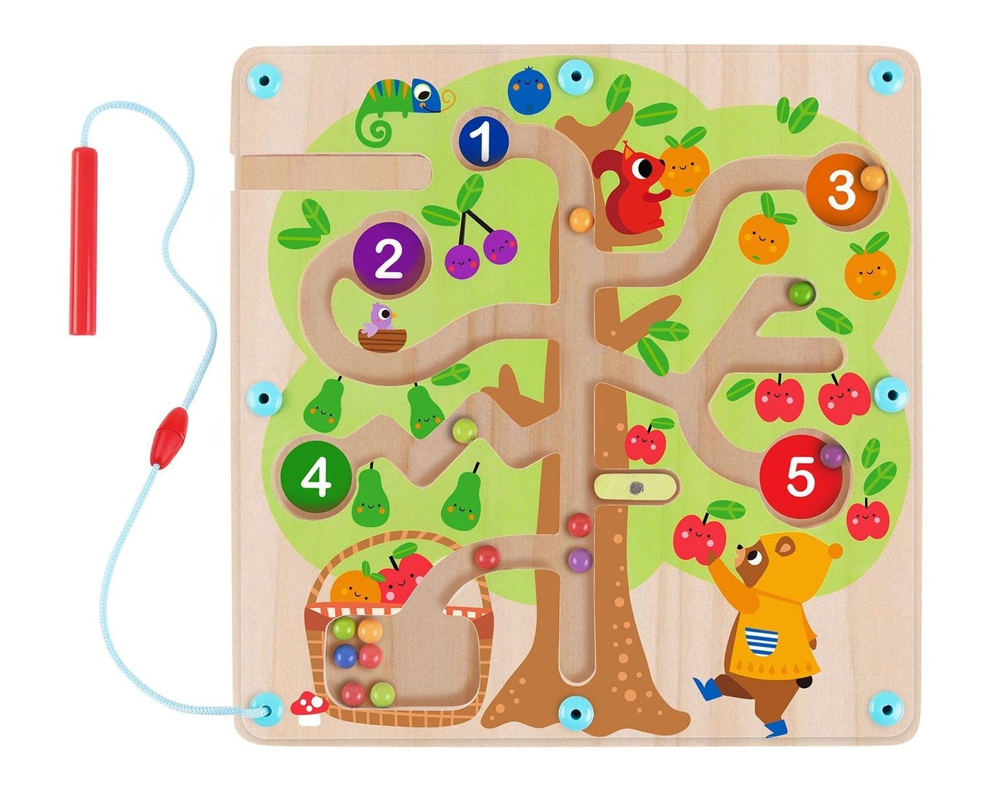 Colorful Counting Fruit Ball Maze Tree toy for educational play at home for kids.