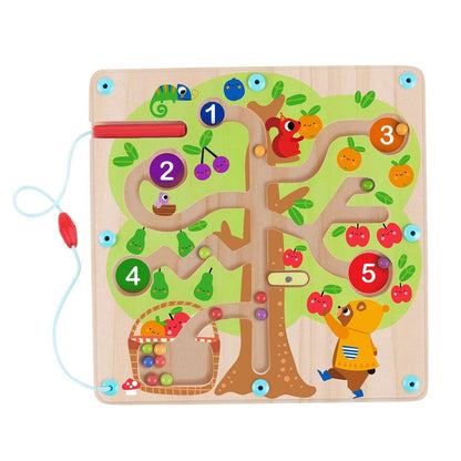 Colorful fruit ball maze tree toy for kids to practice counting at home.