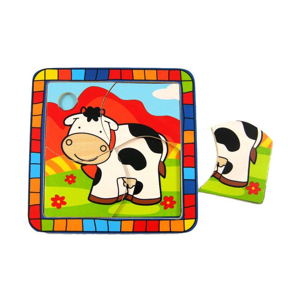 Colorful cow puzzle for kids, great for developing problem-solving skills at home.