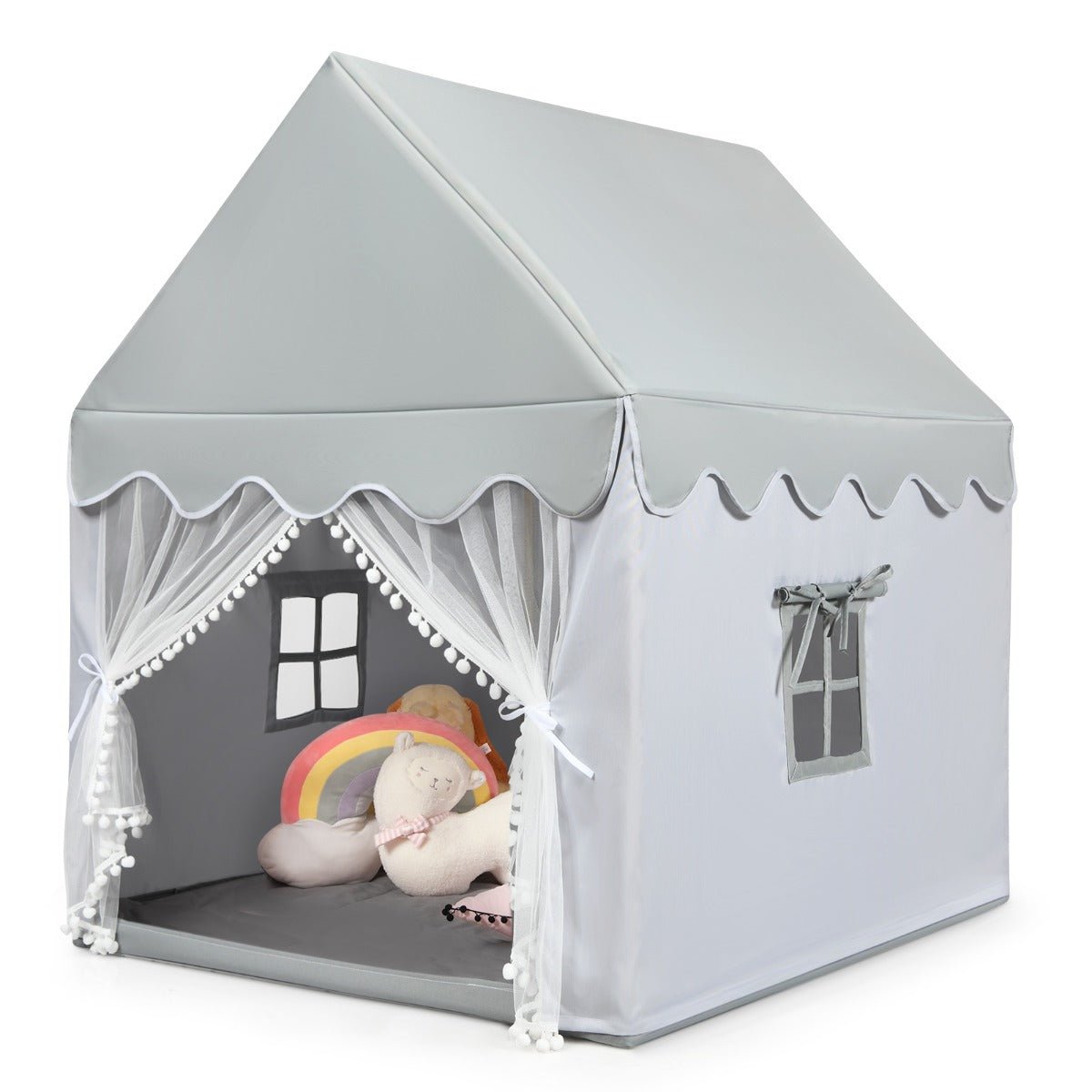 Open the Door to Imagination: Grey Playhouse with Windows for Kids
