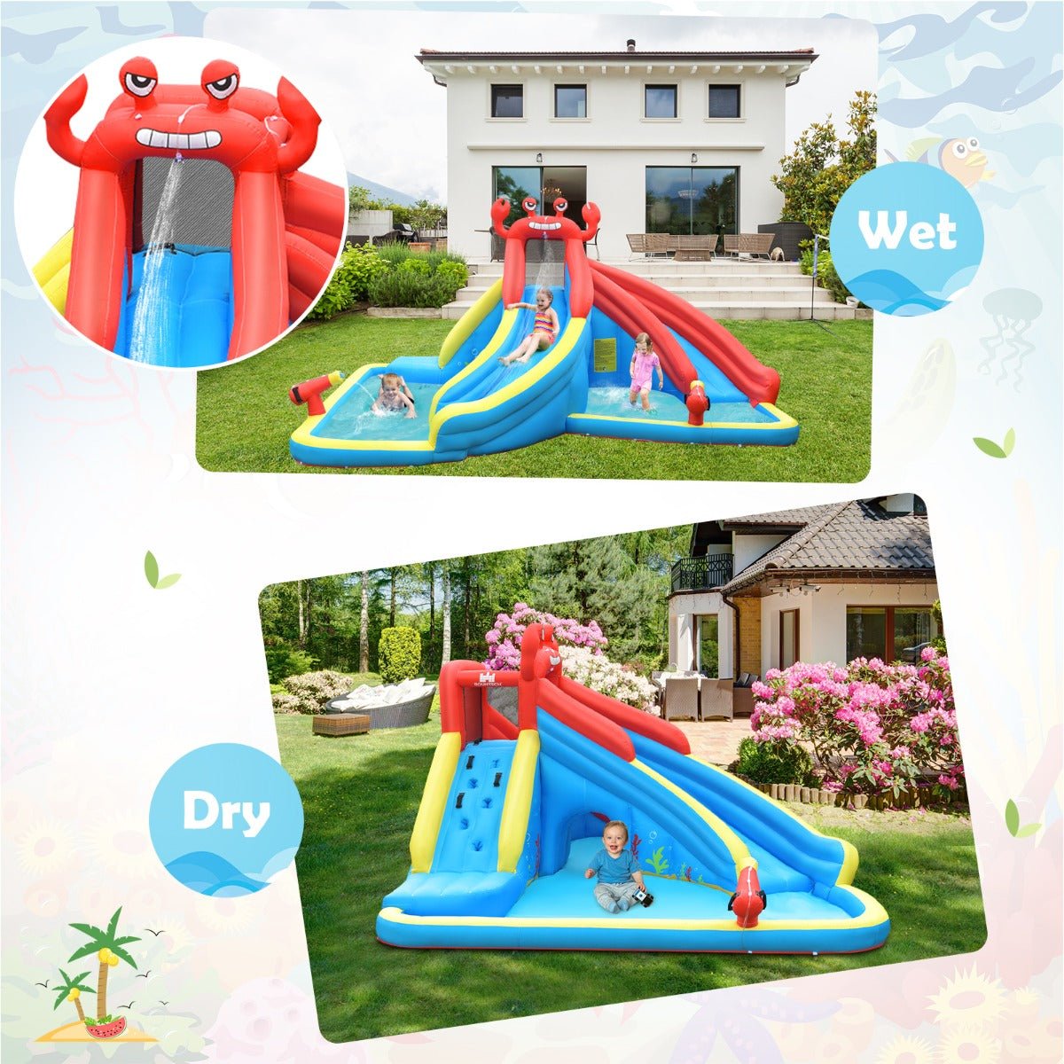 Kids' Water Paradise with Our Inflatable Crab Slide