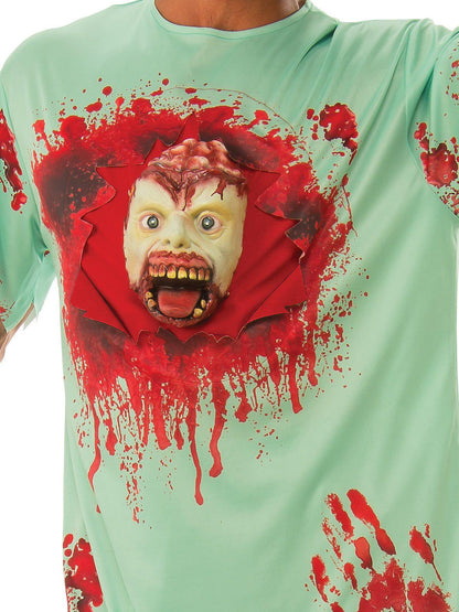 Halloween costume for adults features crazy patient design, perfect for spooky dress-up at home.