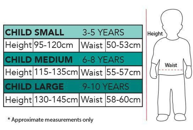 Crimson Pirate Costume Girls Measurement Australia