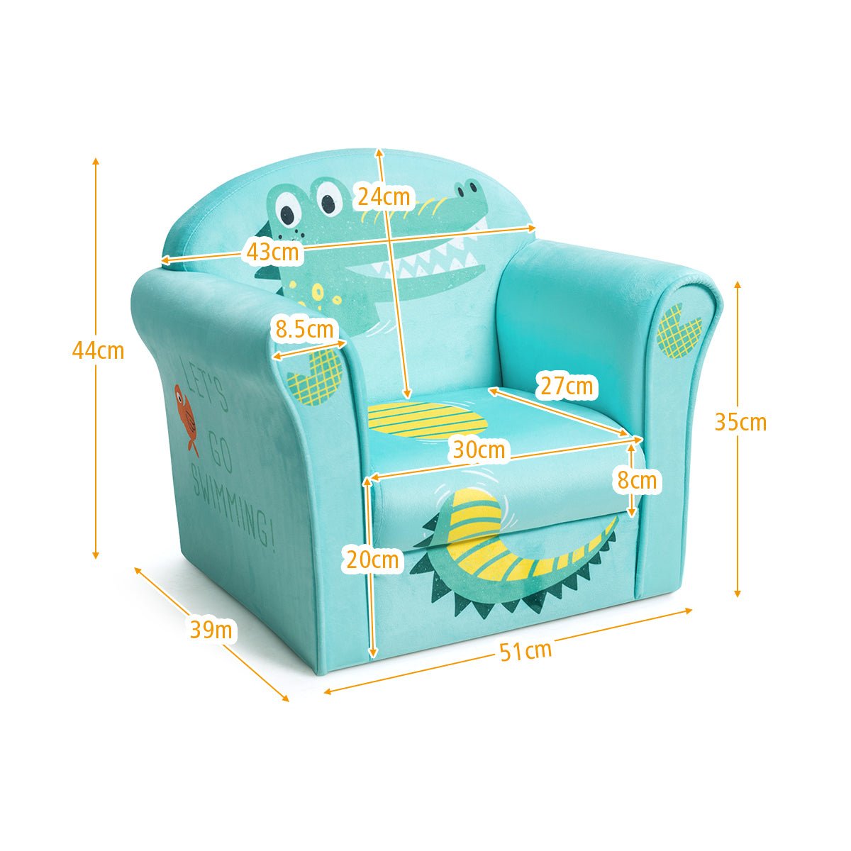 Crocodile Pattern Kids Armchair: Wooden Frame Serenity for Baby's Haven