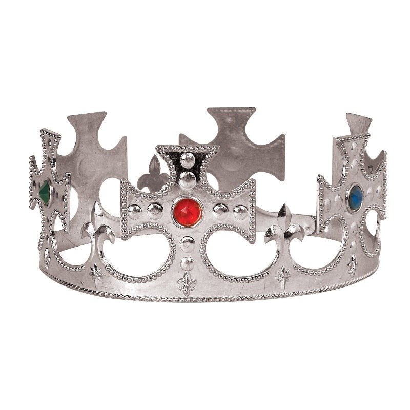 Silver crown accessory with sparkling jewels for childrens dress-up costumes.