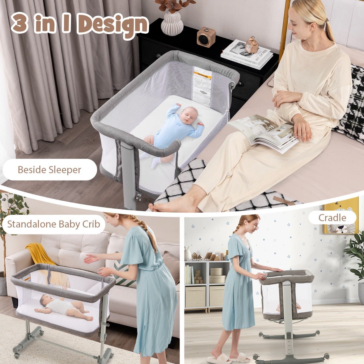 Versatile Baby Cot with Bassinet