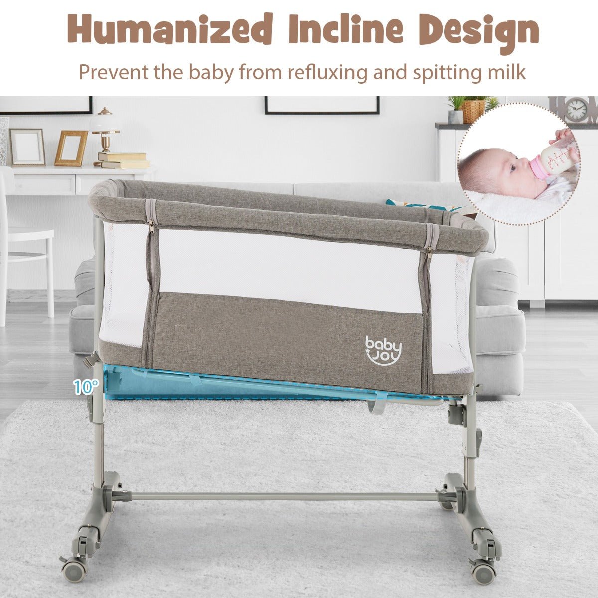 Travel-Friendly Baby Bed in Grey