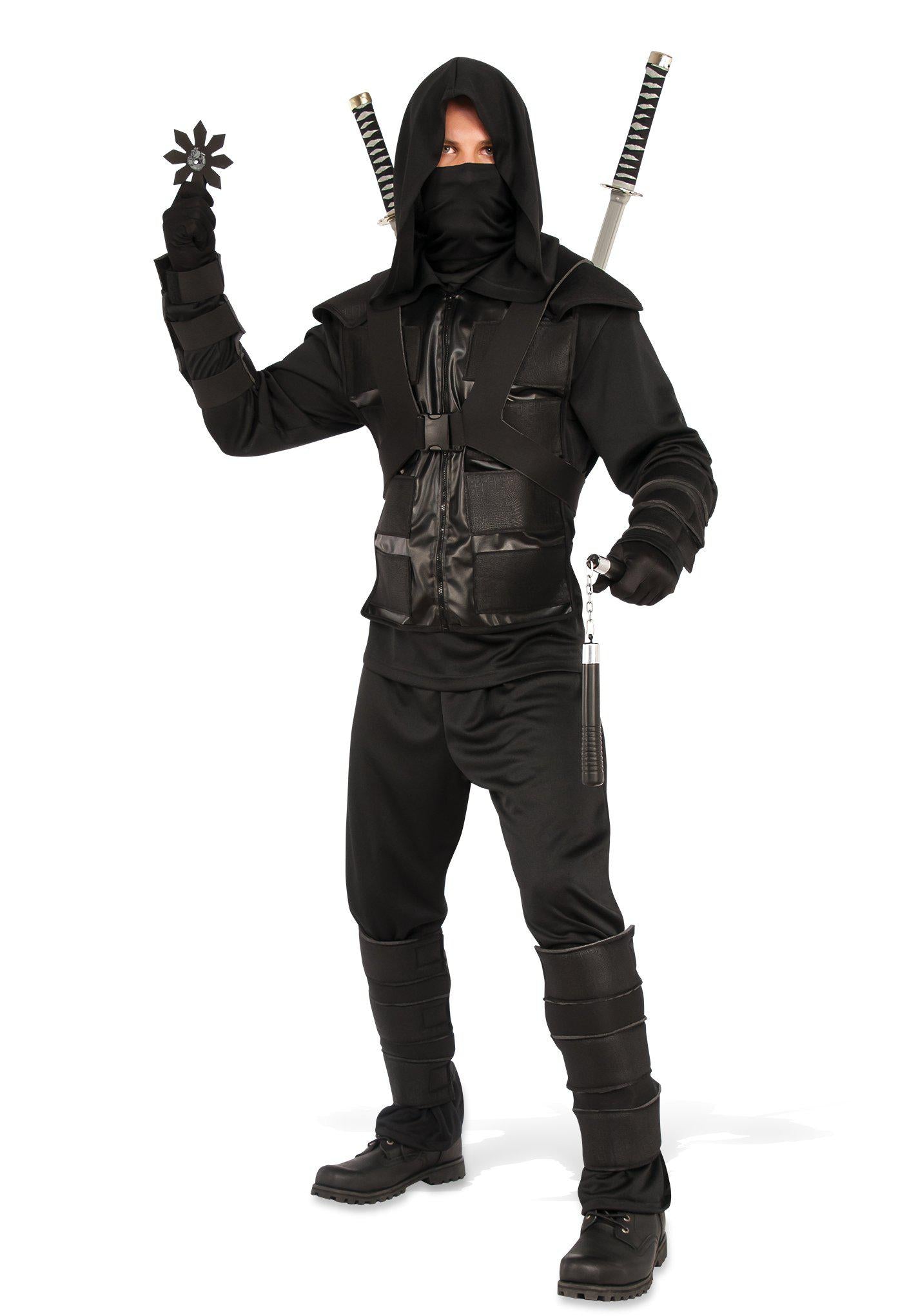 Adult dark ninja costume, perfect for Halloween, cosplay, or themed parties, official outfit.