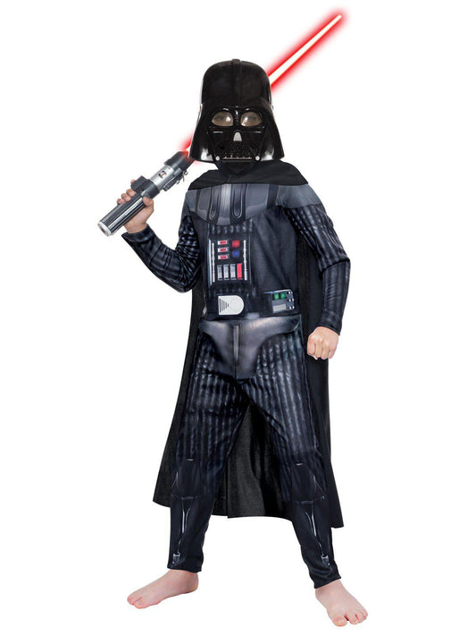 Darth Vader kids costume with cape and mask for imaginative play at home.