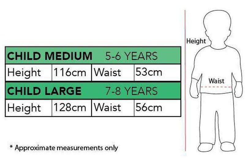 Day of the Dead Costume for Kids Australia Measurement