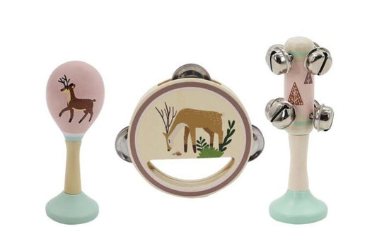 Deer Wooden 3Pcs Musical Set | Adorable animal design for creative play and musical exploration.