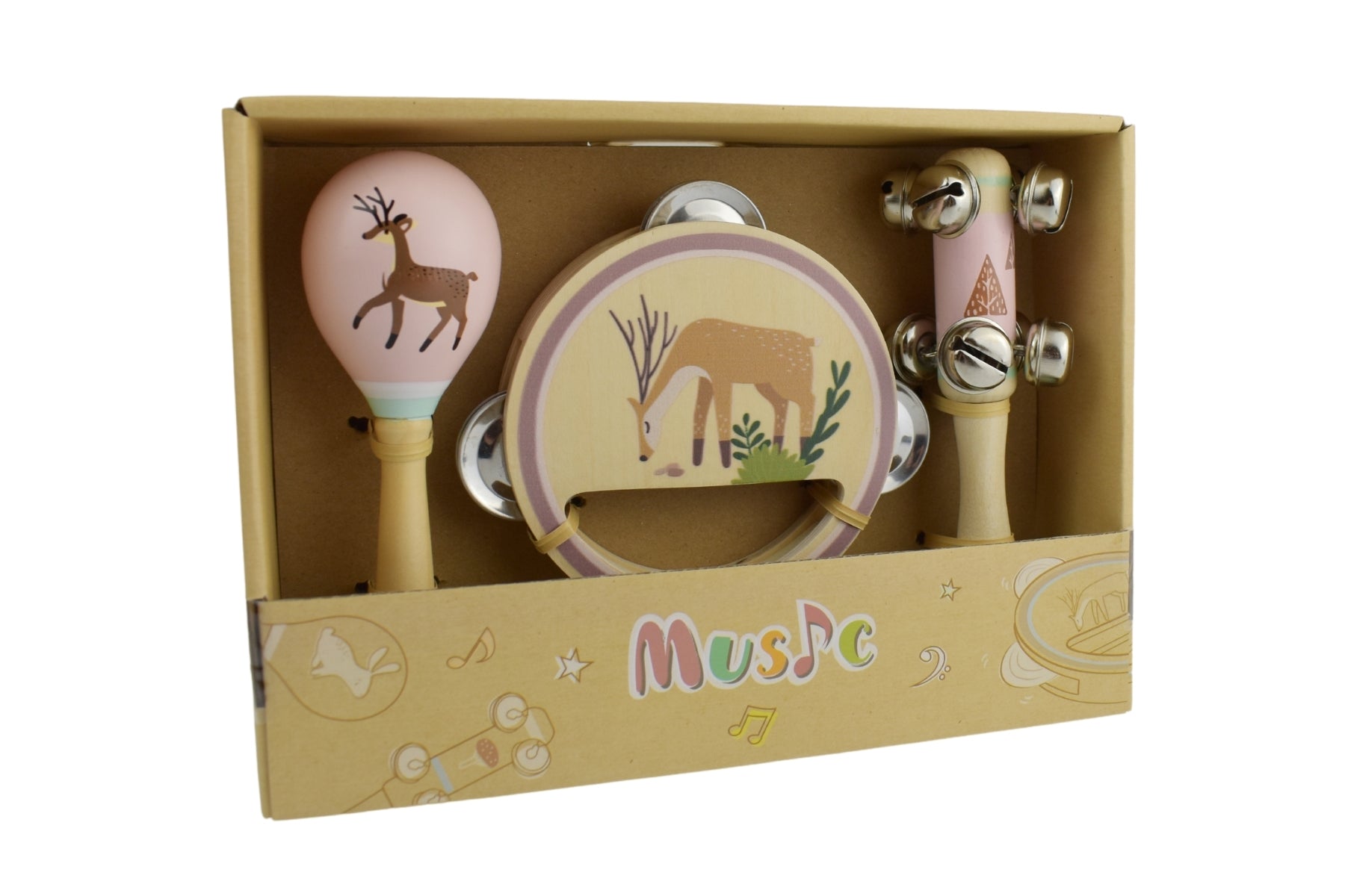 Deer Wooden 3Pcs Musical Set | Child-friendly animal design, perfect for creative play and learning.