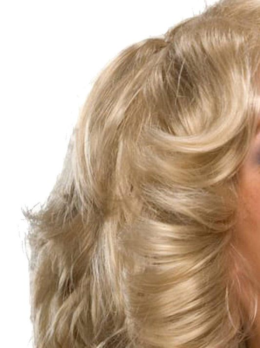 Blonde wavy wig for adults, perfect costume accessory for kids playtime and dress-up.