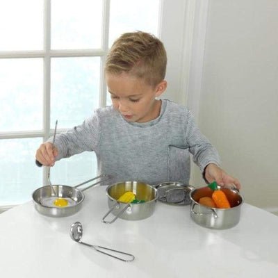 Shop Now Deluxe Cookware Set with Food Kids Mega Mart