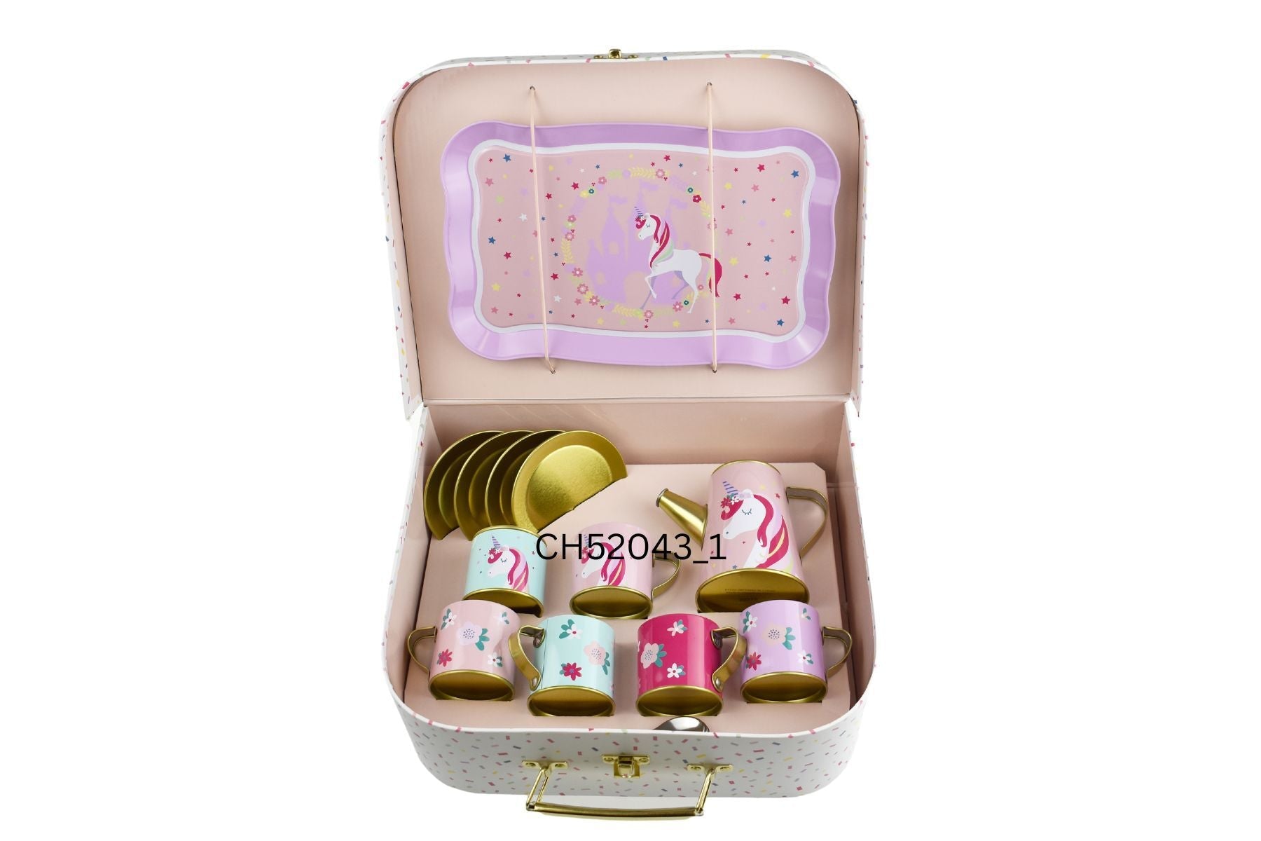 Pink Unicorn Play Tea Set in Suitcase