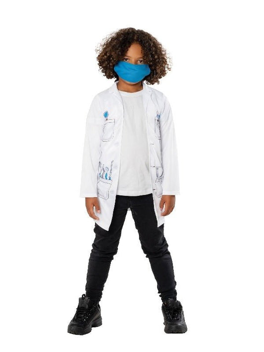 Kids dentist costume with tool prints for imaginative play and career exploration at home.