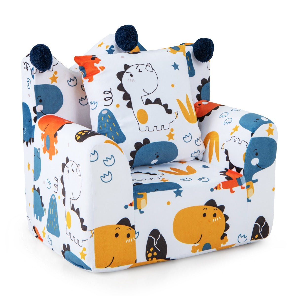 Dino-Themed Velvet Toddler Couch