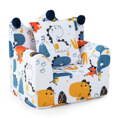 Dino-Themed Velvet Toddler Couch