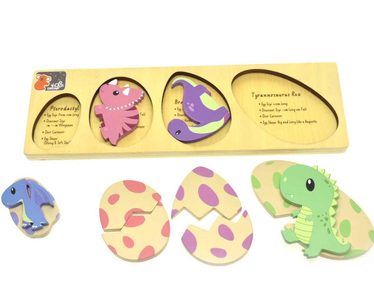 Koala Dream Dinosaur Eggs Puzzle | 2-layer toddler toy for educational home fun.