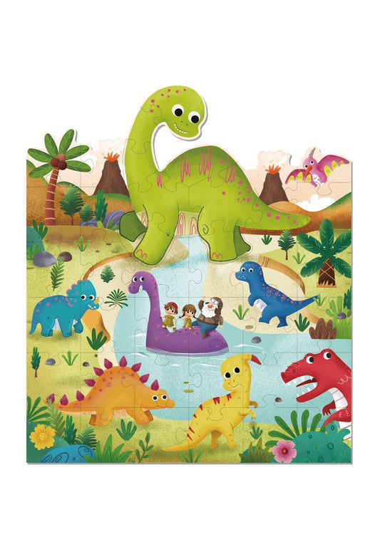 Colorful 40-piece dinosaur jigsaw floor puzzle for kids, perfect for at-home play and learning.