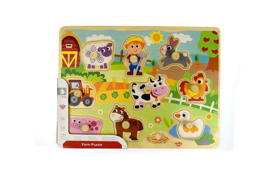 Tooky Toy Farm Peg Puzzle | Engaging educational toy for imaginative play and skill development.