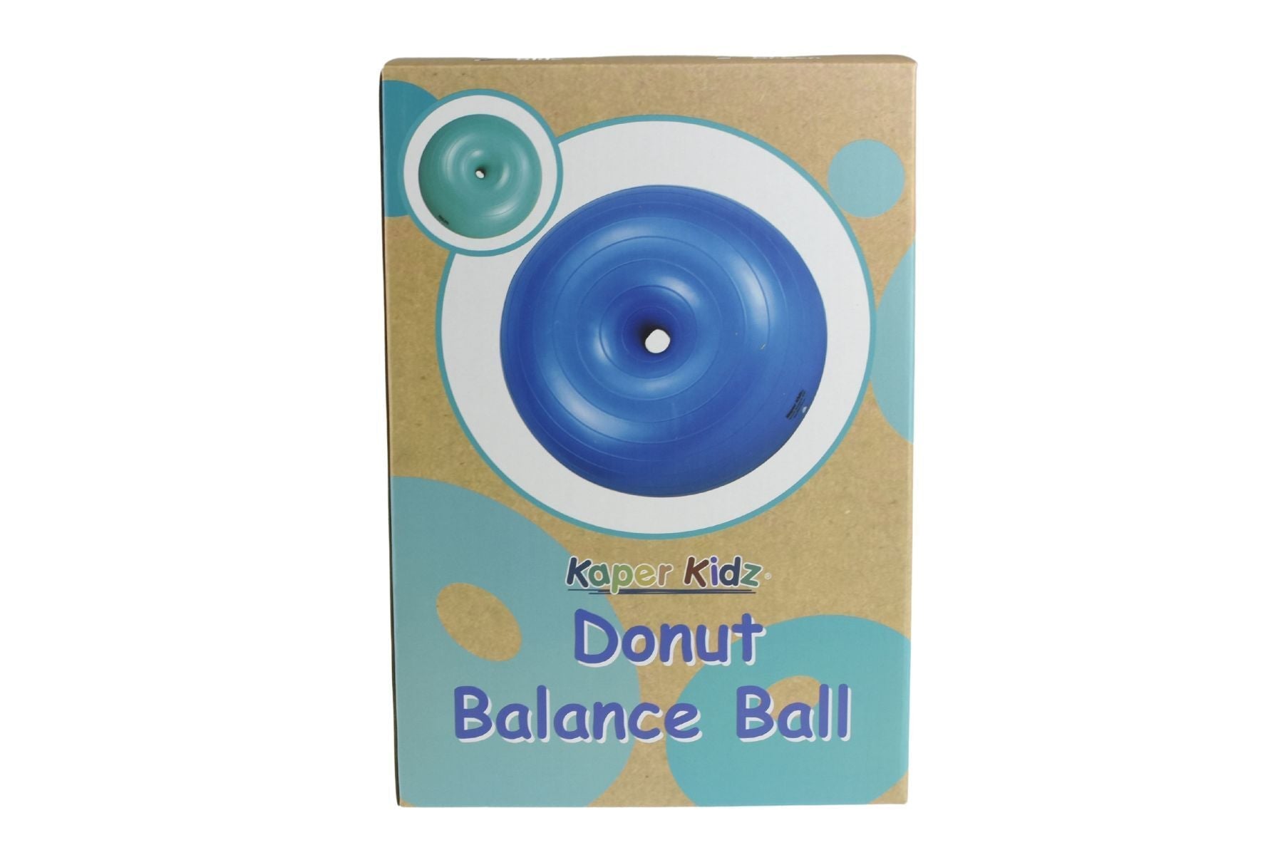 Blue Donut Balance Ball for kids, fun stability exercise promoting core strength and balance.