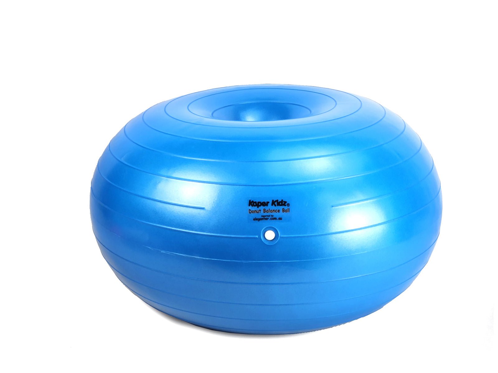 Blue Donut Balance Ball for childrens active play and strengthening at home.