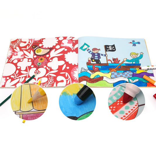 Colorful doodling book for boys, featuring fun and engaging themes for creative home play.