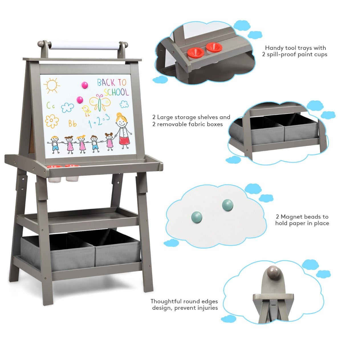 Enhance Creativity with the Grey Double Sided Easel