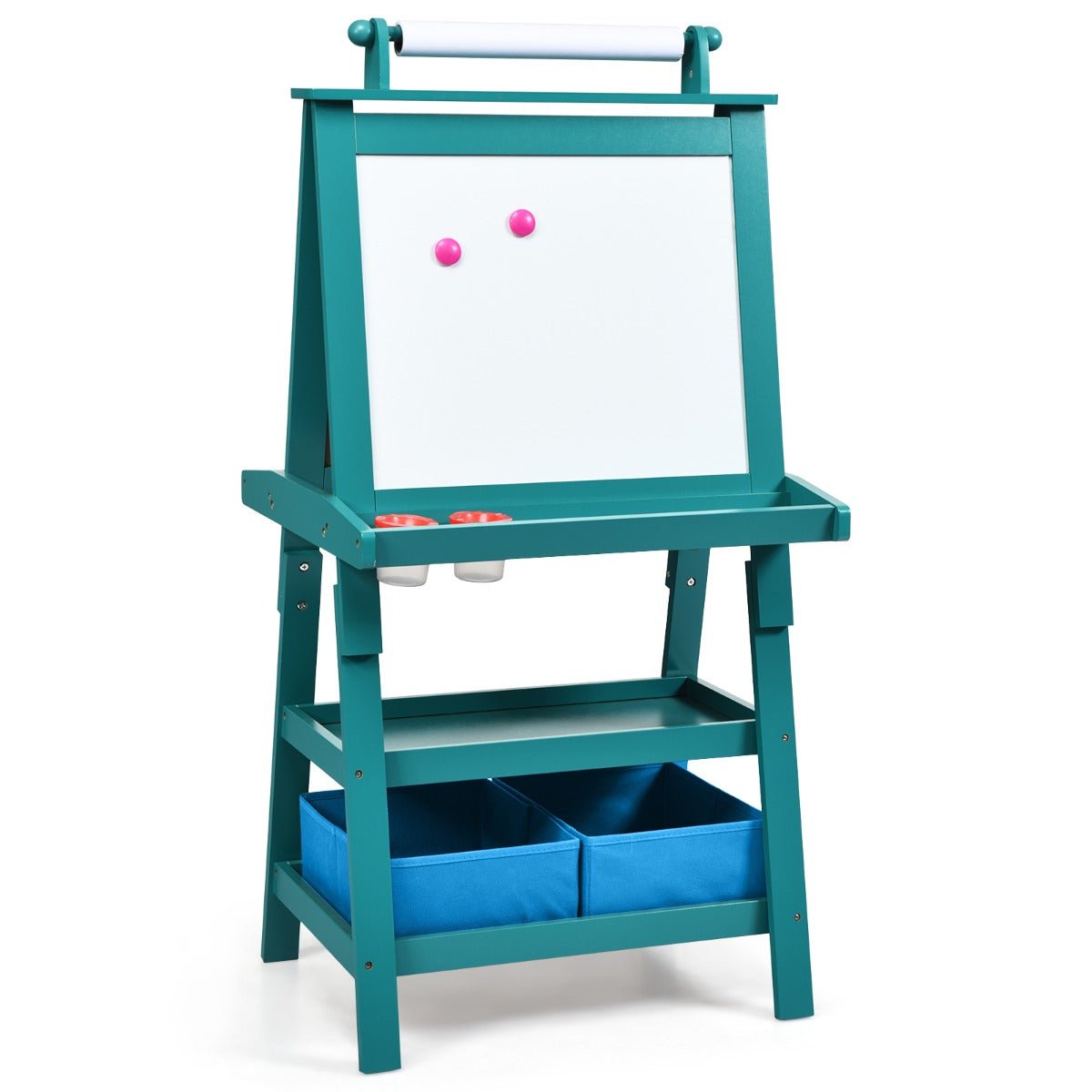 Discover Creativity: Teal Blue Easel with Whiteboard and Chalkboard